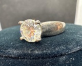 Silver 925 Moissanite Diamond Ring 5.18 Grams Size 7.5