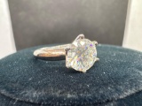 Silver 925 Moissanite Diamond Ring 3.47 Grams Size 7