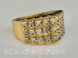 24k Gold Plated 925 Sterling Silver Diamond Ring Sz.7