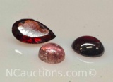 3 Garnet Gemstones Assorted Cuts 3.3cts Total