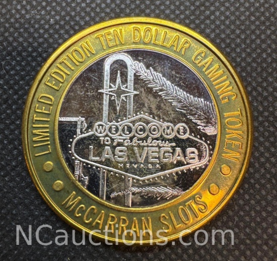 Limited Edition McCarran Slots .999 Fine Silver $10 Gaming Token 37.56 Grams