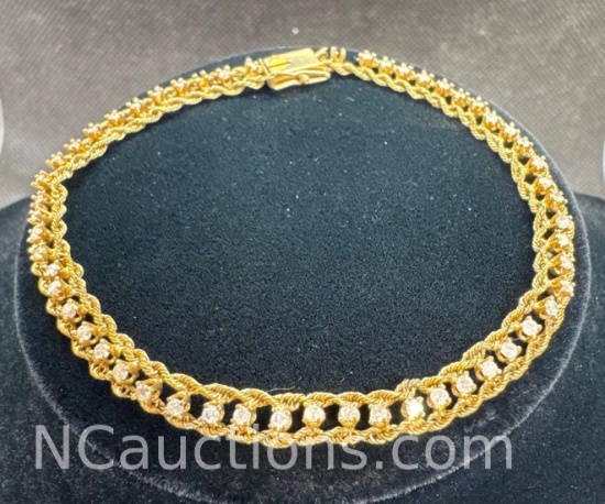14k Gold White Sapphire Bracelet 5.93 Grams
