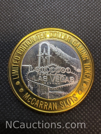 Limited Edition McCarran Slots .999 Fine Silver $10 Gaming Token 36.72 Grams