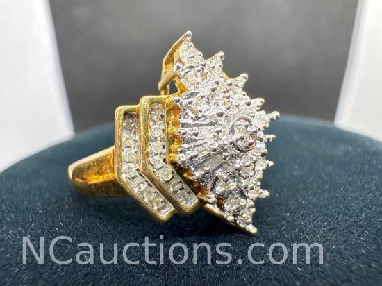 10k Gold Diamond Cluster Ring 5.45 Grams Size 7