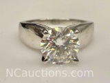 925 Sterling Silver Diamond Moissanite Ring Prevali 2ct Sz.6.5 4.8g Total