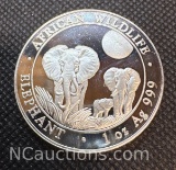 African Wildlife 1 Troy Oz .999 Fine Silver Bullion Coin