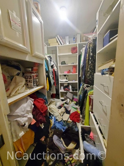 Master bedroom walk in closet contents