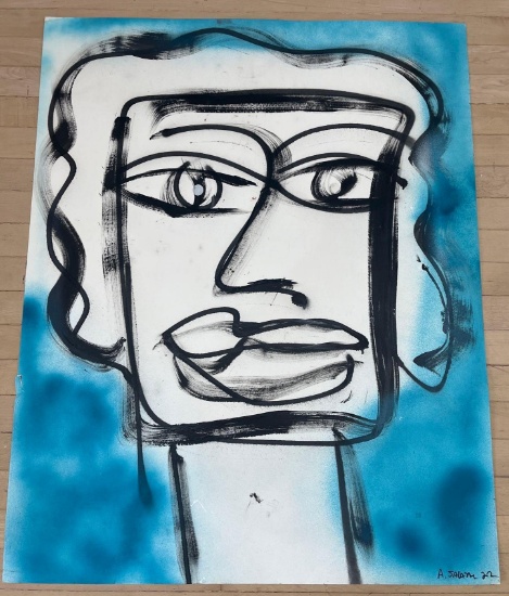 FACES - ORIGINAL PAINTING ON PAPER BY SALAZAR