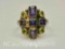 Nicky Butler Sterling Silver 925 India Cross Amethyst Peridot Geometric Ring Sz.8 4g