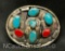 Navajo Silver Turquoise Belt Buckle 85g total