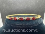 10k Gold Red Stones Bracelet 5.59 Grams