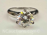 Preveli 925 Sterling Silver 2ct Moissanite Diamond Ring 3g Total Sz.5.5