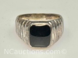 ND 925 Sterling Silver Onyx Ring Sz.7 7g Total