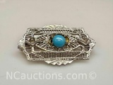 Native American 925 Sterling Silver Turquoise Pin 3g total