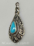 Sterling Silver Turquoise Pendant 4g Total