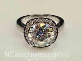 Preveli 925 Sterling Silver 3ct Moissanite Diamond Ring 4g Total Sz.6.5