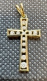 14k Gold Diamond Cross 1.71 Grams