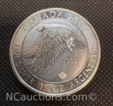 2016 Canadian Hawk 1 1/2 Troy Oz .9999 Fine Silver Bullion Coin