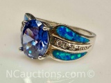 925 Sterling Silver Tanzanite Ring 6g Sz.10
