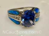 925 Sterling Silver Tanzanite Ring 6g Sz.13