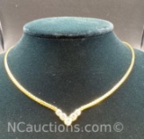 14k Gold Diamond Necklace 6.69 Grams