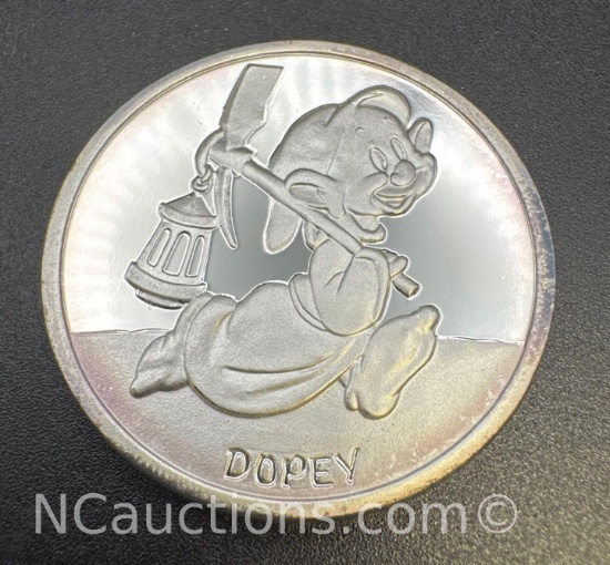 Disney 1 Troy Oz .999 Fine Silver Dopey Bullion Coin