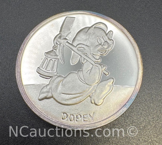 Disney 1 Troy Oz .999 Fine Silver Dopey Bullion Coin