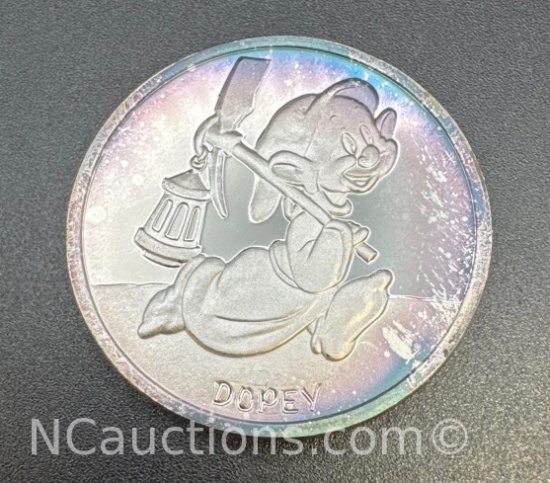 Disney 1 Troy Oz .999 Fine Silver Dopey Bullion Coin