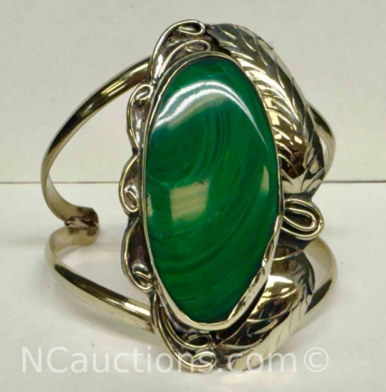 Navajo Silver Malachite Bracelet 45g Total