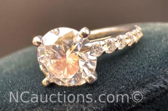 Sterling Silver Moissanite Diamond Ring 3.90 Grams Size 8