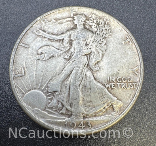 1943 Walking Liberty 90% Silver Half Dollar Coin 12.42 Grams