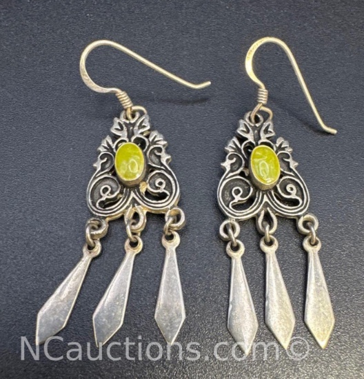 Sterling Silver Dangling Earrings 6.77 Grams