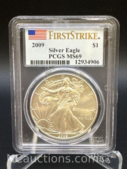 PCGS MS69 2009 Silver Eagle First Strike 1 Troy Oz .999 Fine Silver Coin