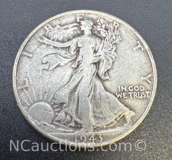 1943 Walking Liberty 90% Silver Half Dollar Coin 12.34 Grams