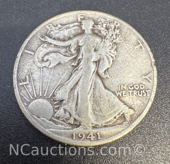 1941-S Walking Liberty 90% Silver Half Dollar Coin 12.40 Grams