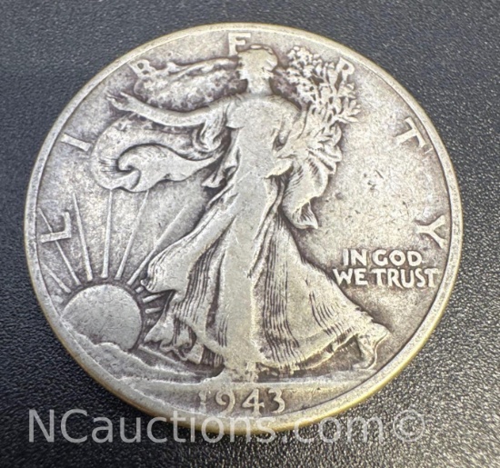 1943 Walking Liberty 90% Silver Half Dollar Coin 12.29 Grams