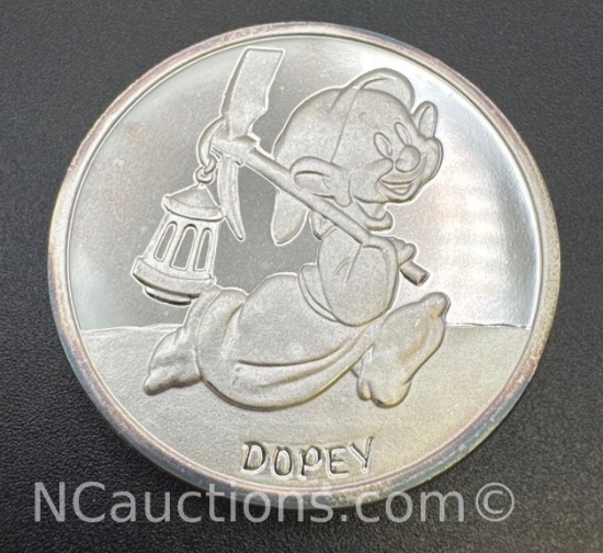 Disney 1 Troy Oz .999 Fine Silver Dopey Bullion Coin