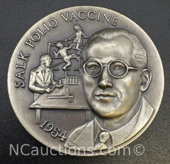 1954 Salk Polio Vaccine Sterling Silver Coin 34.13 Grams