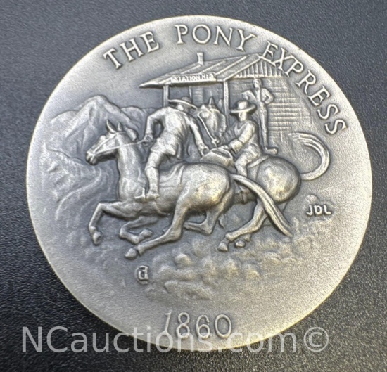 1860 The Pony Express Sterling Silver Coin 33.68 Grams