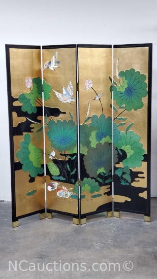 Antique 18th century Chinese 4 panel lacquered/hand painted room divider