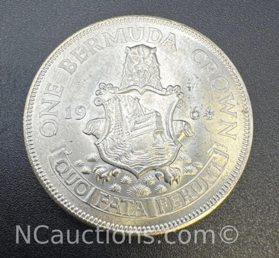 1964 Bermuda 50% Silver One Crown Coin 22.55 Grams