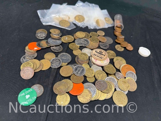 Collection of Coins, Tokens, Wheat Pennies more