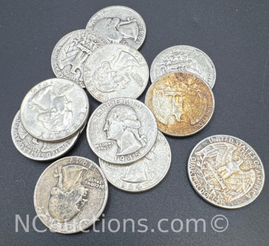 90% Silver Washington Quarter 74.16 Grams