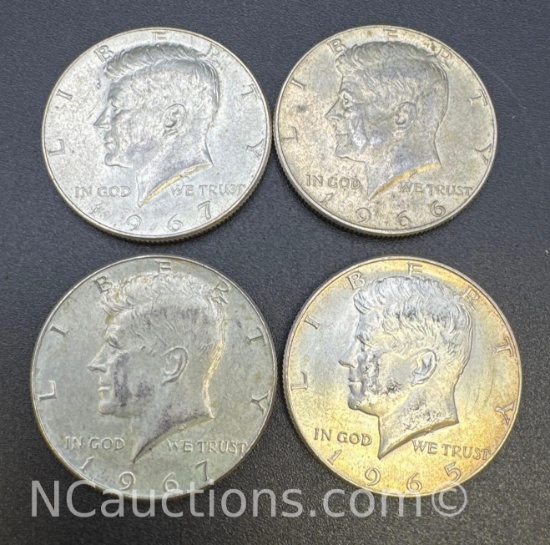 4 Kennedy 40% Silver Half Dollar Coins 46.24 Grams