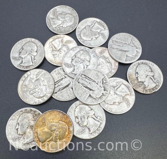 90% Silver Washington Quarters 91.20 Grams