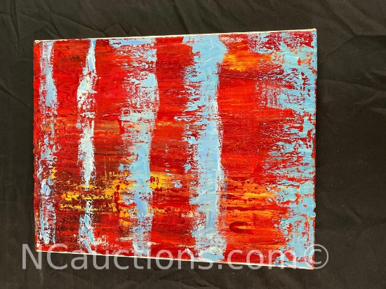 Unframed art Ashley Pye Red blue ripples