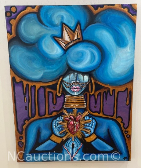 Canvas Art of Weird Woman with Raised 3d Heart 34x44
