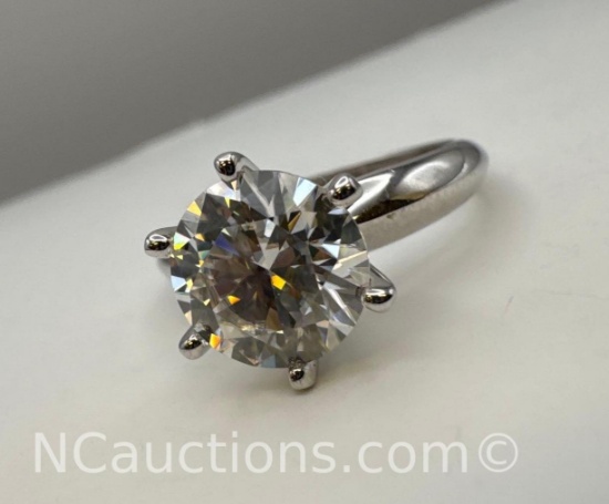 Sterling Silver Moissanite Diamond Ring 4.02 Grams Size 8.5