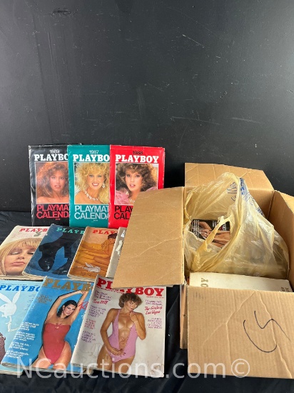 Box full of Vintage Playboy mags and calendars Lee Ann Michelle Reagan Wilson Gloria Root