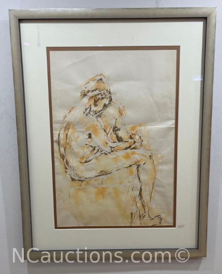Framed Art of Woman holding her foot 34x26.5